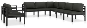 vidaXL Set mobilier de grădină cu perne, 8 piese, antracit, aluminiu