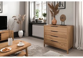 Comodă în culoare naturală joasă din lemn de stejar 95x80 cm Twig – The Beds