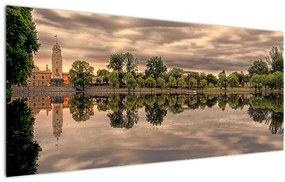 Tablou cu lac și copaci (120x50 cm)