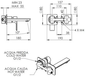 Sapho - Baterie pentru lavoar cu montaj încastrat PAX, negru mat