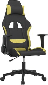 vidaXL Scaun de gaming cu masaj, negru și verde deschis, textil