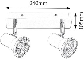 Plafoniera cu 2 spoturi directionabile pentru baie IP44 Steve 5498 RX