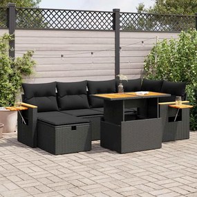 3328133 vidaXL Set mobilier de grădină cu perne, 8 piese, negru, poliratan