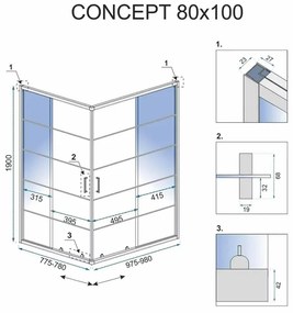 Cabina de dus dreptunghiulara Rea Concept cu usi glisante 80x100 negru mat