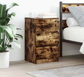 vidaXL Noptiera cu 3 sertare stejar afumat 39x35x65 cm