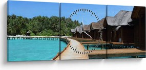 Tablou cu Maledive (cu ceas) (90x30 cm)