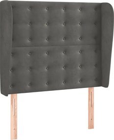 vidaXL Tăblie de pat cu aripioare gri închis 103x23x118/128 cm catifea