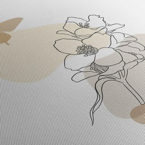 Tablou - Flori bej cu fluture N⁰3 (90x60 cm)