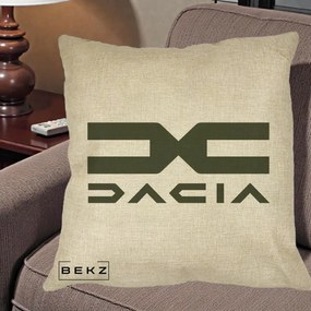 Perna Personalizata cu emblema Dacia, 40x40 cm, Crem, Husa Detasabila, Perna Inclusa, BEKZ®