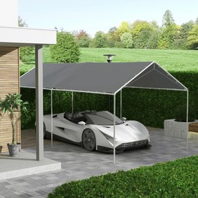Outsunny Acoperiș Carport 10 x 20 ft, Husă de Schimb Rezistentă la UV cu Corzi Elastice, Gri Închis | Aosom Romania