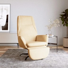 3097857 vidaXL Scaun de relaxare cu taburet, alb crem, catifea