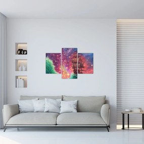 Tablou - Cerul spațial cu navă (90x60 cm)