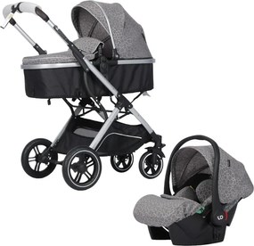 Carucior nou nascuti 3 in 1 NOVOKIDS™ H3100 series, Cu geanta bebe, Cadru Aluminiu, Amortizoare, Roti din cauciuc plin AVE, Landou, Scoica auto,