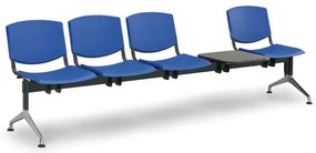 Bancă din plastic de design, 4 locuri + masă, albastru