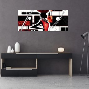 Tablou picuturii cu damă străveche (120x50 cm)