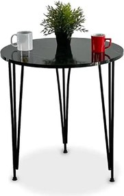 Masa bucatarie rotund texturata,negru marmurat, Homs 70x70x75 cm, A0048