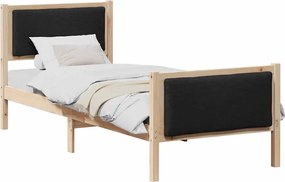 vidaXL Cadru de pat cu headboard Negru 75 x 190 cm țesătură