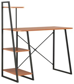 vidaXL Birou cu rafturi, negru și maro, 102 x 50 x 117 cm
