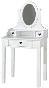 Măsuță de Toaletă AMORI pentru Copii, Alb (Pin Masiv și MDF), Design Romantic – Vipack