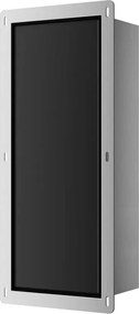 Raft incastrat pentru perie WC Balneo Wall Box S otel inoxidabil deschidere stanga finisaj negru 54 cm