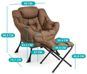 Fotoliu relax cu suport pentru picioare, maro