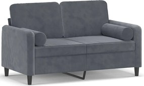 vidaXL Canapea cu 2 locuri cu pernuțe, gri închis, 120 cm, catifea