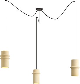 Lampă suspendată retro bej cu 3 lumini - Monti