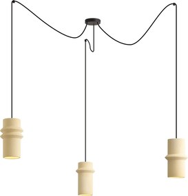Lampă suspendată retro bej cu 3 lumini - Monti