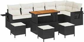 vidaXL Set de canapele pentru grădină 10 pcs Negru poliratan