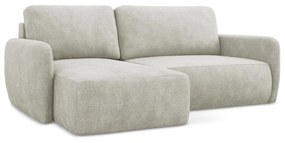 Colțar crem extensibil/cu spațiu de depozitare cu tapițerie din chenille (cu colț pe partea stângă/cu șezlong) Lilo – Makamii