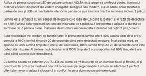 Aplica LED solara de exterior cu senzor de miscare IP65 VOLTA