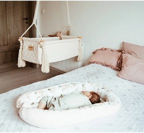 Suport de dormit Babynest Premium Bumbac si Catifea Eucalipt Soft Grey by BabySteps, 70x35 cm