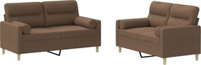 vidaXL Set de canapele cu perne, 2 piese, maro, textil