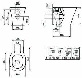 Vas wc pe pardoseala BTW Ideal Standard Connect Air AquaBlade pentru rezervor ingropat