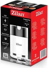 Rasnita electrica Zilan ZLN9281 pentru cafea, lame din otel, corp din plastic, Alb