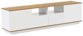 Mobilier TV modern cu LED-uri reglabile, Alb+Culoare naturală | Aosom Romania