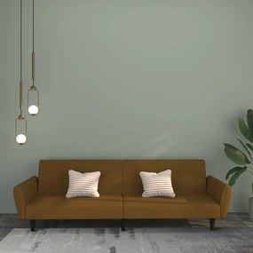 337544 vidaXL Canapea extensibilă cu 2 locuri, maro, catifea