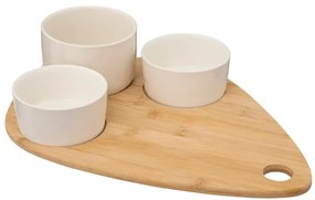 Set servire aperitive Xeras White, ceramica, lemn, 10 x 7 x H 10 cm