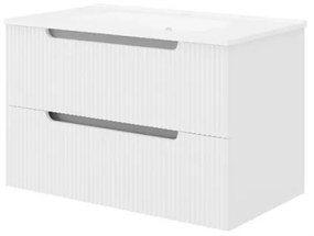 Set mobilier alb riflat cu lavoar inclus, Malta 80 cm 800 x 530 x 460 mm