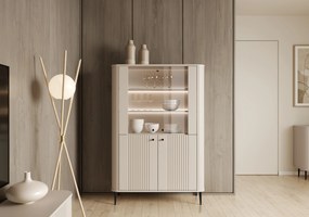 Vitrină Vesper 103 cm cu 4 uși - cașmir / picioare negre