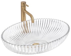 Lavoar pe blat Rea Nicole sticla securizata oval 51 cm transparent lucios