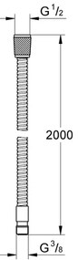 GROHE 22116000 - Furtun de duș VITALIOFLEX, 2000 mm, crom lucios