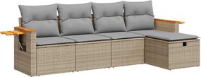 vidaXL Set canapele de grădină cu perne, 5 piese, bej, poliratan