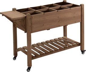 Outsunny Raised Garden Bed Planter Box w/ 8 Grow Grids, Storage Shelf &amp; Lockable Wheels | Aosom Romania