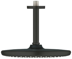 Palarie si brat de dus negru mat Grohe Tempesta 250 Cube rotunda montaj tavan