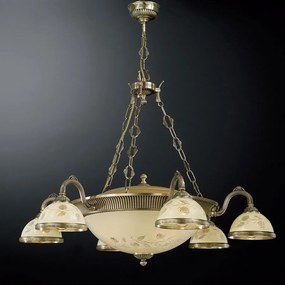 Candelabru cu 6 brate din alama cu sticla decorata design italian 6208