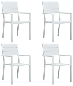 vidaXL Scaune de grădină, 4 buc., alb, HDPE, aspect lemn