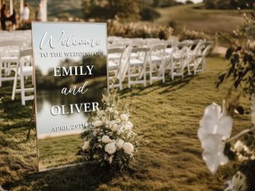 Autocolant personalizat pentru oglindă S50 – Welcome to the wedding of...