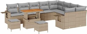 vidaXL Set de canapele pentru grădină 12 pcs Beige și gri deschis