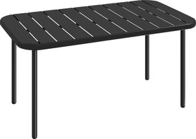 Outsunny Masă de cafea pentru exterior, masă metalică dreptunghiulară rezistentă la intemperii pentru patio cu blat tip lamele pentru exterior | Aosom Romania